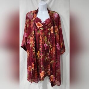 Sophia by delicates Nightie (S) Robe (M) Set‎ Animal Print Floral Satin Coquette